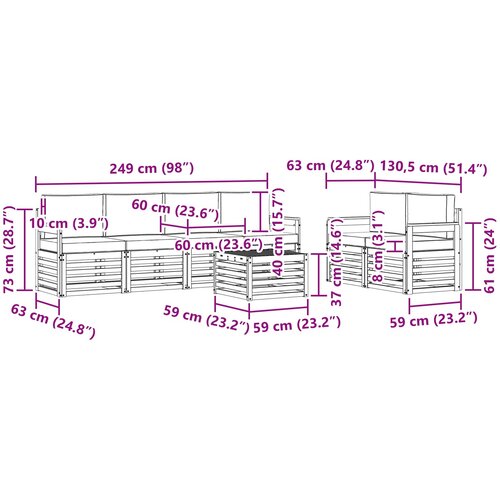  Set vanjskih sofa 7 kom. Bijela i krem Poliester 59 x 59 x 37 cm Slike