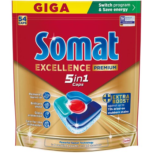 Somat Excellence 5in1 kapsule za ma&amp;scaron;insko pranje posuđa 54kom Slike