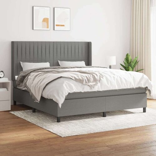 Box spring postelja z vzmetnico temno siva 160x200 cm blago, (20899875) Slike
