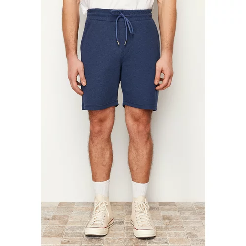Trendyol Indigo Men's Slim/Narrow Cut Textured Waffle Rubber Waisted Corded Shorts