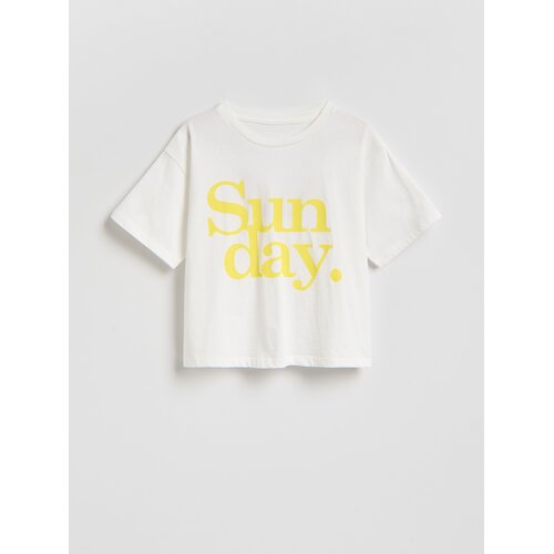 Reserved Ležerni t-shirt s printom - krem Cene