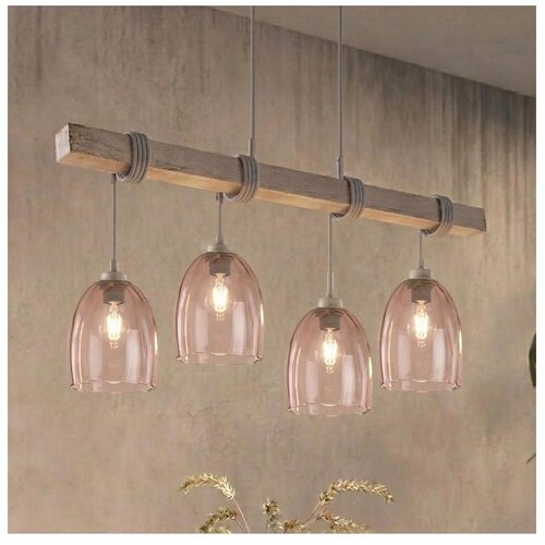 Brilagi Luster na sajli WOOD GLASS 4xE27/60W/230V borovina/siva/zadimljeno bež Cene