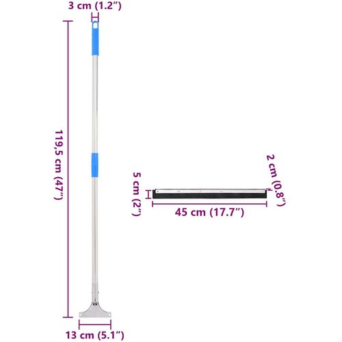 VidaXL Podni brisač 45x122,5 cm čelik i guma Slike