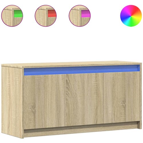  TV ormarić s LED svjetlima boja hrasta 100x34x50 cm drveni Slike