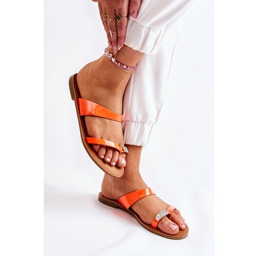 Kesi Women's Lacquered Flip-flops Orange Jimena Slike