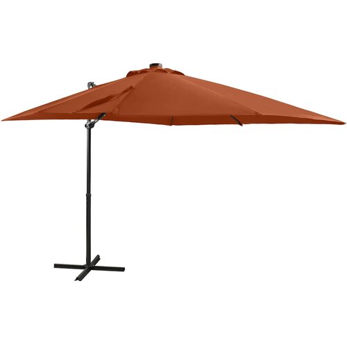  Konzolni vrtni suncobran sa stupom LED 250 cm terakota Slike