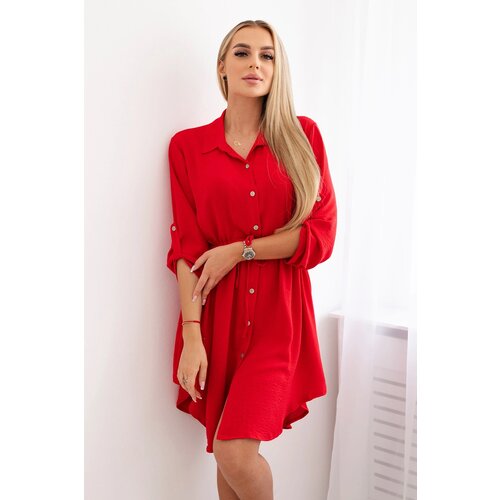 Kesi Włoski Dress with button closure and tie at the waist red Slike