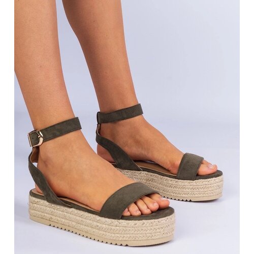 D/CEO marka niezdefiniowana Green espadrille sandals on a platform Kalesio Slike