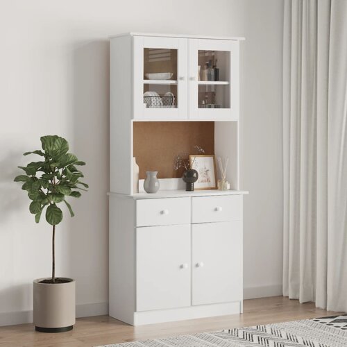  The Living Store Komoda ALTA bela 77x35x165 cm trdna borovina - Visoka Omara, (21445296) Slike