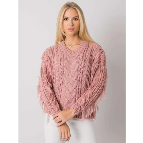 Fashion Hunters RUE PARIS Dirty pink sweater with fringes