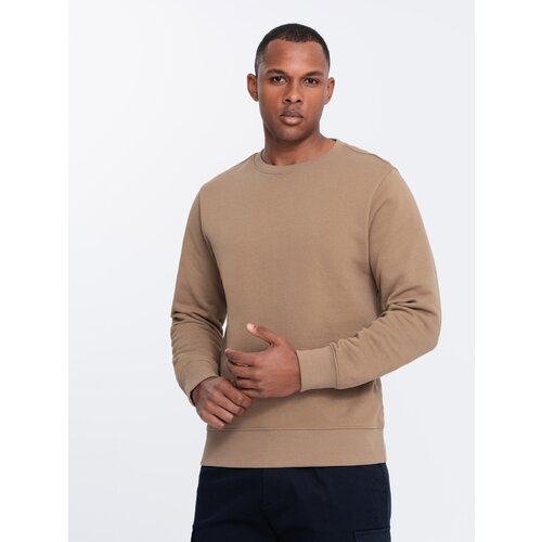 Ombre Men&amp;#039;s BASIC sweatshirt with round neckline - brown Slike