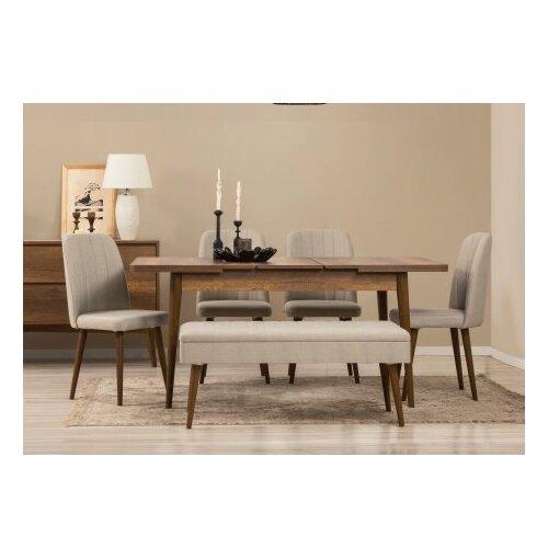 Hanah home vina 03 1005 walnut cream (produžni trpezarijski sto, stolice i konzola set (7 komada) Cene
