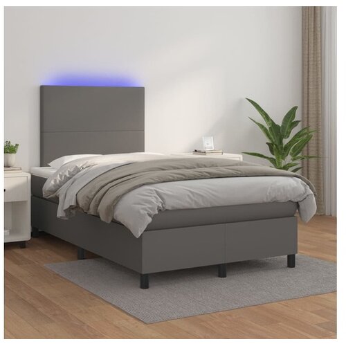  Box spring s madracem LED sivi 120x200cm od umjetne kože Cene