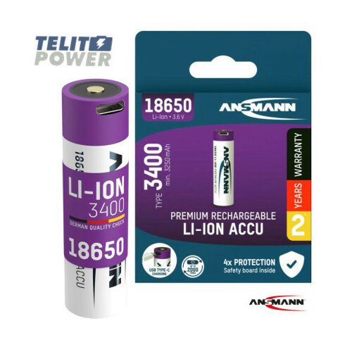 Ansmann punjiva Li-Ion 3.6V 3400mAh 18650 sa USB tip C ulazom za punjenje ( 4233 ) Cene
