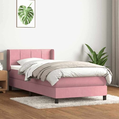 Box spring postelja z vzmetnico roza 80x220 cm žamet, (21791022) Cene