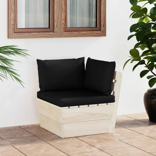 vidaXL Vrtni kotni kavč iz palet z blazinami impregnirana smrekovina, (20661564)
