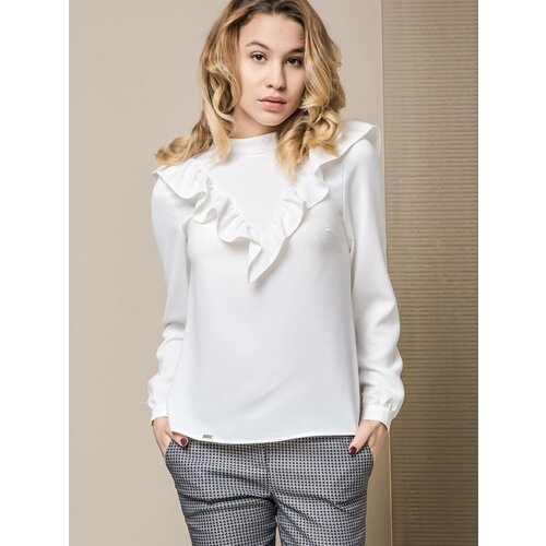 Premium Lola blouse with frills at the front white Slike