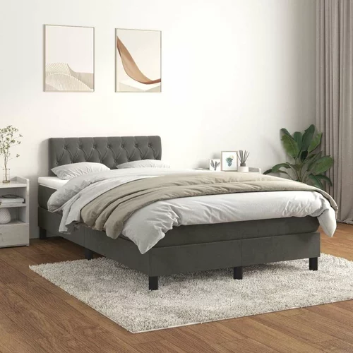 Box spring postelja z vzmetnico temno siva 120x200 cm žamet, (20898400)