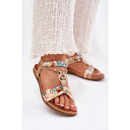 ARTIKER Women's Flat Sandals With Woven Strap And Decoration Cene