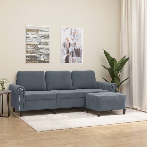  The Living Store Trosed s stolčkom za noge temno siv 180 cm žamet - Trosed S Stolčkom Za Noge, (21448028) Slike