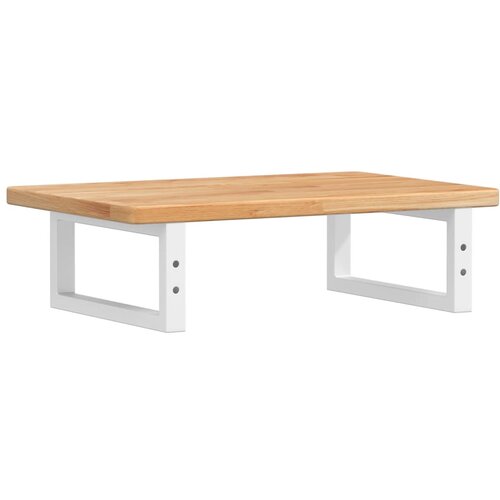  Zidna polica za umivaonik od čelika i masivne hrastovine Smeđa 60 x 40 x 2.5 cm Slike