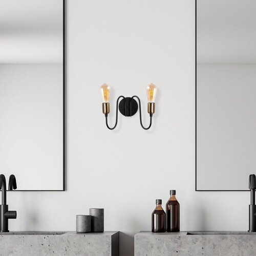 Opviq Zidna lampa 2 x E27 Max 40, Crno-bronzana Slike
