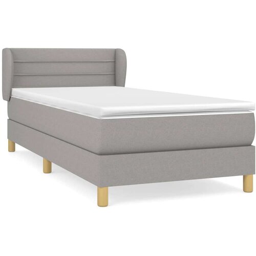 VidaXL Box spring krevet s madracem svjetlosivi 90x190 cm od tkanine Slike