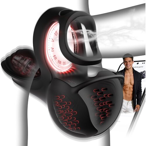 SuperLove Smart Testicle Vibrating &amp;amp; Heating Cock Ring with App Black Slike