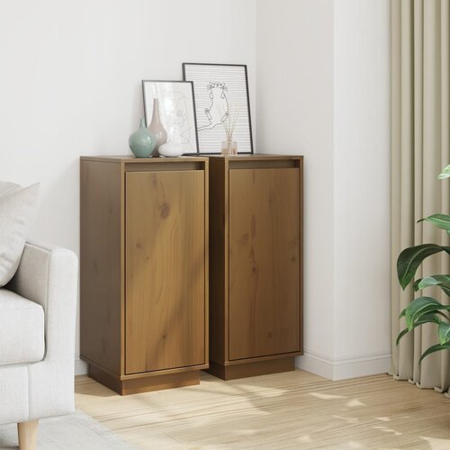 The Living Store Komoda 2 kosa medeno rjava 31,5x34x75 cm trdna borovina - Komoda, (21662079) Cene