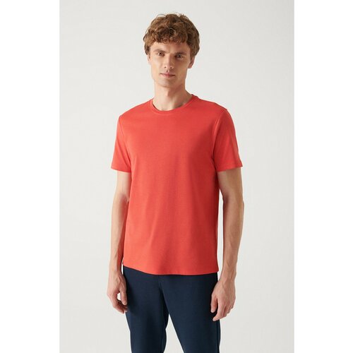 Avva Men's Red 100% Cotton Breathable Crew Neck Standard Fit Regular Cut T-shirt Cene