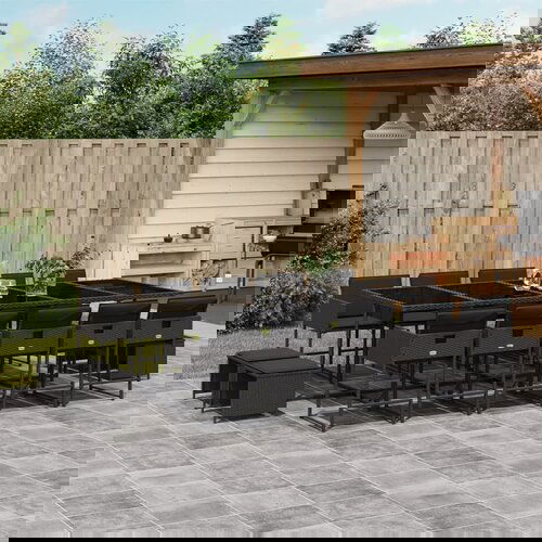 vidaXL 15-dijelni vrtni blagovaonski set s jastucima poliratan crni Cijene