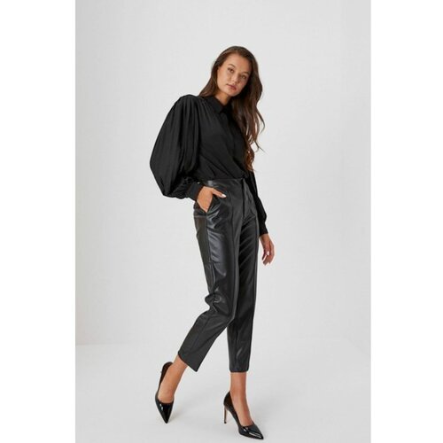 Moodo 7/8 trousers in imitation leather - black Slike