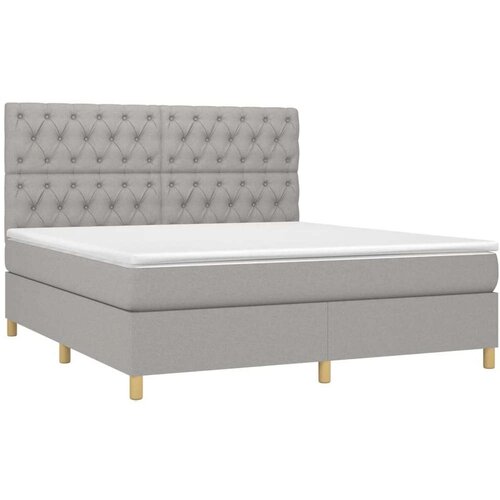 Box spring s madracem LED svjetlosivi 160x200 cm tkanina Slike