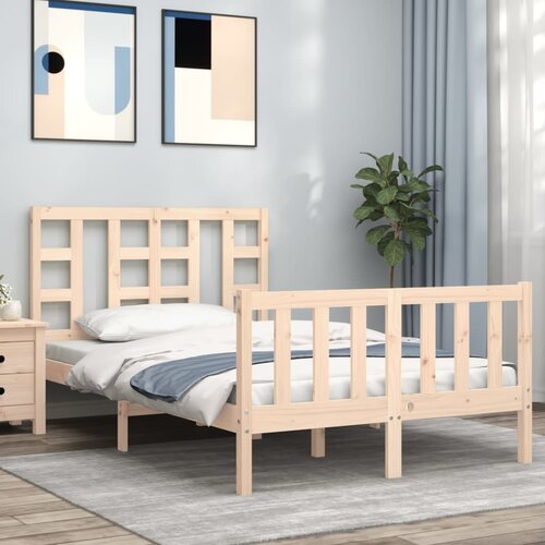 vidaXL Posteljni okvir z vzglavjem 120x200 cm trden les Cene