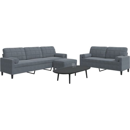 vidaXL 3-dijelni set sofa s jastucima tamnosivi baršunasti Cijene