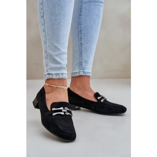 PE2 Moccasins With Decoration On A Delicate Heel Eco Suede Black Pillitha