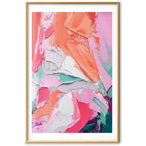  Plakat Pink Palette - vibrant shades of pink orange and green on canvas 60x90 Zlatni okvir s margom Cijene