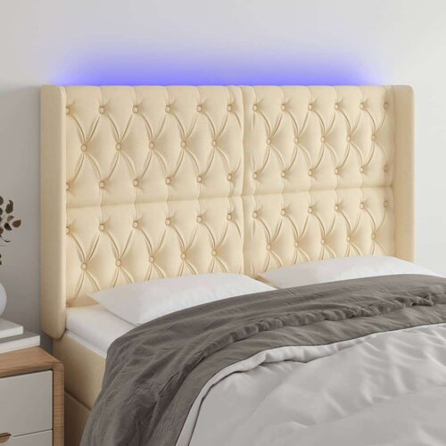  Uzglavlje krem 147 x 16 x 118/128 cm od tkanine Slike