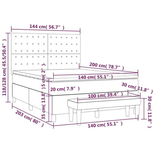  Okvir kreveta s oprugama i madrac svjetlosivi 140x200cm tkanina Slike