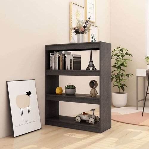 VidaXL knjižna omara za razdelitev prostora siva 100x30x103 cm Slike