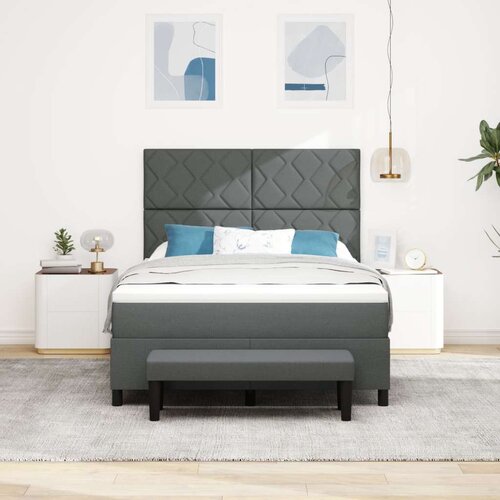  Krevet s oprugom s madracem i klupom Tamnosiva 140x200 cm Tkanina Slike