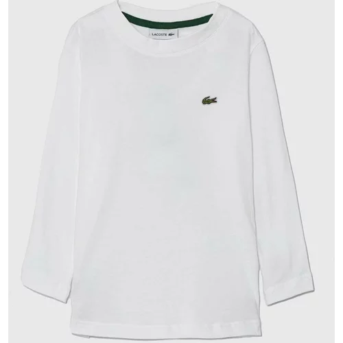 Lacoste Dječja pamučna majica dugih rukava boja: bijela, bez uzorka