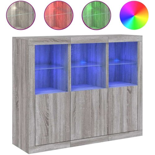  Komoda z LED lučkami 3 kosi siva sonoma inženirski le Slike
