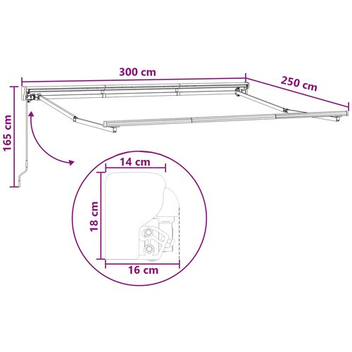  Ručno sklopiva tenda Pijesak 3 x 2,5 m Poliester i aluminij Slike