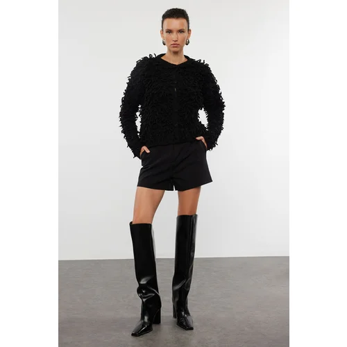 Trendyol Black Tasseled Coat Knitwear Cardigan