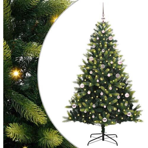  Umjetno rasklopivo božićno drvce 150 LED-a Zelena 150 cm Slike