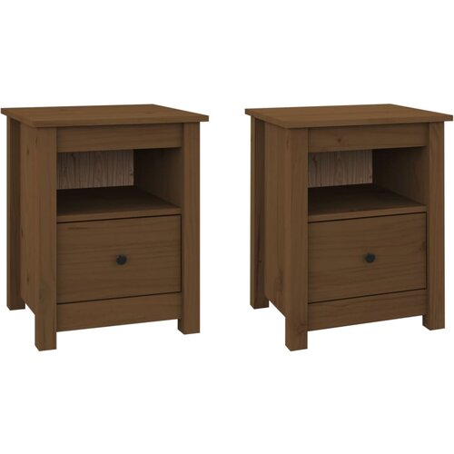 Maison Chic Dvo delni komplet Nočne omarice - Nočne mize medeno rjava 40x35x49 cm trdna borovina, (21687431) Slike