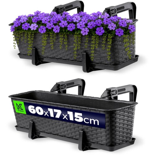 KADAX balkonski lonček za rože s stojalom za rože 60 cm + ročaji, (5000346642) Cene
