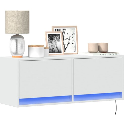 vidaXL Stenska TV omarica z LED lučkami bela 100x31x38 cm Cene