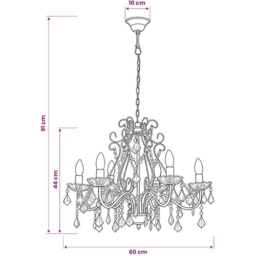  Luster s kristalnim perlama zlatni okrugli 6 x E14 Slike